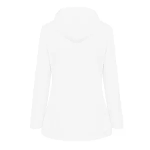 Detailed rear view of white hooded windbreaker jacket with minimalist clean design
