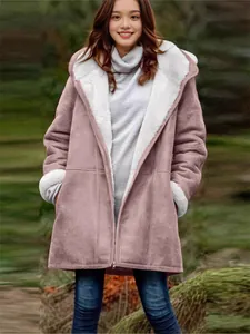 Manteau d'hiver long et épais pour femme avec doublure chaude en fausse fourrure