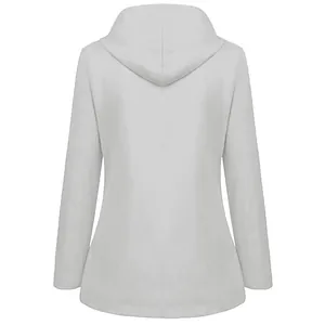 Detailed back view of a white outdoor hooded jacket showcasing clean seams and fit