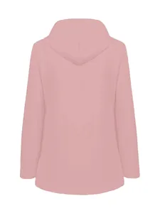 Vue arrière détaillée d'une veste de montagne à capuche imperméable rose fonctionnelle