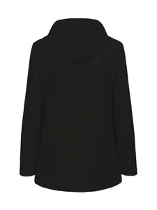 Vue arrière détaillée d'une veste d'extérieur noire imperméable à capuche pour rando