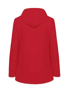 Vue arrière détaillée d'une veste d'extérieur rouge imperméable à capuche pour la randonnée