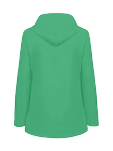 Vue arrière détaillée d'une veste d'extérieur à capuche imperméable verte fonctionnelle
