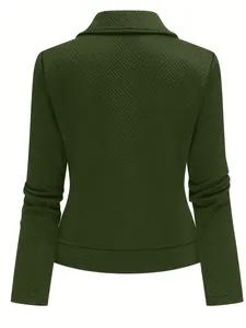 Vista posteriore giacca casual donna con motivo geometrico a linee testurizzate