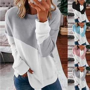 Gedetailleerde weergave van verschillende kleuropties voor dames sweatshirts met kleurblokken