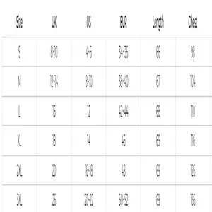 Detailed size chart for Bohemian V-neck cotton linen top with UK, US, and EUR measurements.