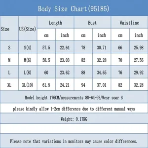Comprehensive body size chart for women slim fit short sleeve bow T-shirt in cm and inches