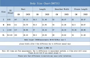 Guide des tailles pour veste courte en velours côtelé pour femme, cm et pouces.