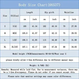 Detailed size chart for women's denim jeans including length, hip and waist measurements