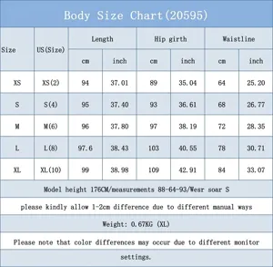 Detailed size chart for retro split denim skirt with length and waist measurements
