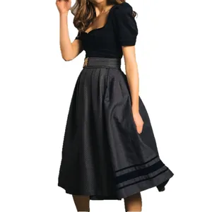 Traditional German Oktoberfest Dirndl dress for women with black top and grey skirt