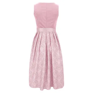 Detailed back view of a pink elegant vintage Dirndl dress for Oktoberfest celebrations