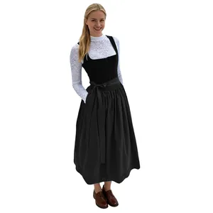 Elegant traditional German Dirndl dress with white lace long sleeves for Oktoberfest events.