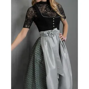 Women Oktoberfest Dirndl Dress Vintage Lace Elegant German Beer Festival Top And Bottom Costume Retro Party Wear