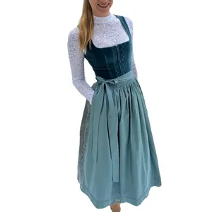 Elegant vintage Oktoberfest Dirndl dress for women with lace sleeves and velvet bodice