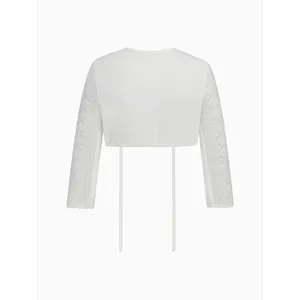 Back view of a white traditional Dirndl blouse with elegant lace sleeves for Oktoberfest