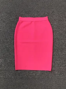Vibrant hot pink bandage pencil skirt featuring high stretch sexy bodycon fit for women