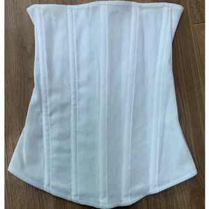 Detailed view of white high elastic mesh corset with boning for effective body shaping