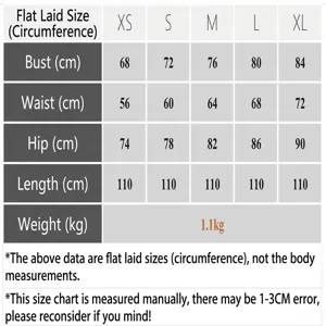 Detailed size chart for sexy long sleeve bandage dress with bust waist and hip measurements