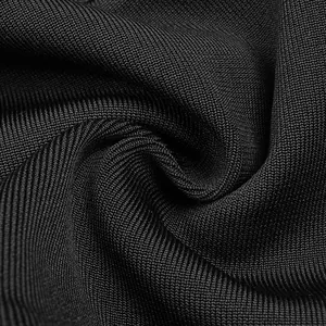 Macro detail of high-quality black bandage fabric texture with ribbed knitting pattern