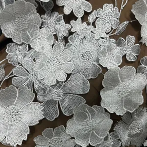 Detailed close-up showing the intricate white floral embroidery on premium mesh fabric