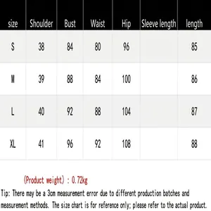 Detailed size chart table for the V-neck pleated puff sleeve blazer dress, sizes S to XL.