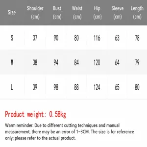 Tabla de tallas detallada para vestido de encaje vintage con medidas para S, M y L