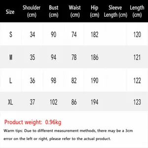Detailed size chart for retro design stand collar slim fit midi dress with weight info