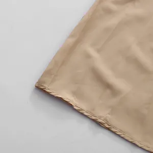Close-up detail showing the neat stitching and smooth khaki fabric texture of the dress