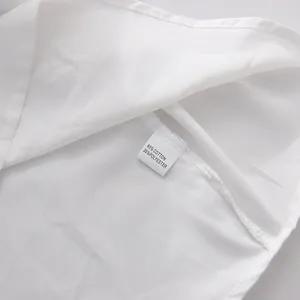 Close-up view of the interior care label for white dress showing fabric blend details