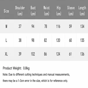Detailed size chart for French embroidery dress with bust waist and length data