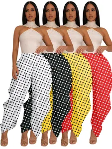 Women's Polka Dot Printed High Waist Wide Leg Cropped Pants Tulip Silhouette Casual Commute Polyester Bottom