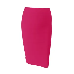 Elegant hot pink high-waisted bandage pencil skirt with feminine knee-length cut