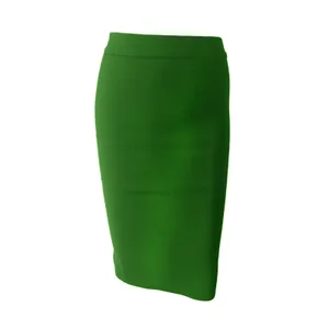 Detailed view of elegant green bodycon bandage pencil skirt featuring a high waist design