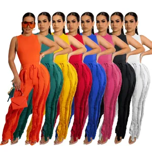 Dames Mouwloos Top En Kwastjes Broek Top And Bottom Effen Kleur Outfits Zomer Streetwear Party Club Kleding