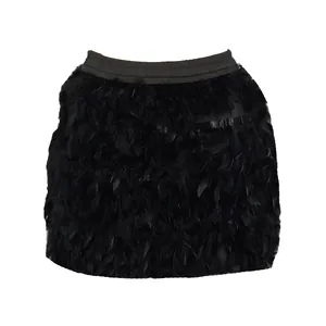 Detailed macro view of a stylish black turkey feather mini skirt for party wear