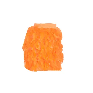 Elegant and vibrant orange turkey feather mini skirt perfect for party or club wear outfits