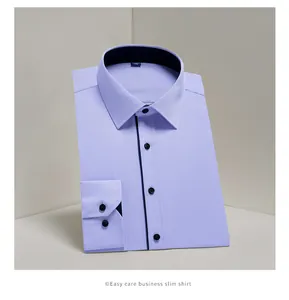Lila slim-fit business overhemd met lange mouwen van hoogwaardige strijkvrije stof