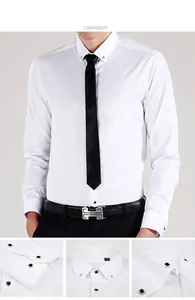 Vue détaillée d'une chemise blanche à manches longues pour homme avec cravate