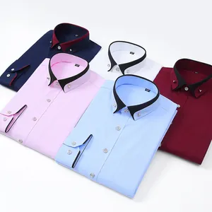 Colección de camisas de manga larga para hombre con cuellos en contraste en cinco colores.