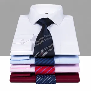 Heren Lange Mouw Slim Fit Zakelijk Casual Overhemd Katoen Polyester Mix Vierkante Kraag Ademend Effen Kleur Formeel Kantoor Werkhemd