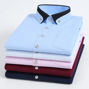 Pila de camisas informales para hombre con cuello en contraste en varios colores