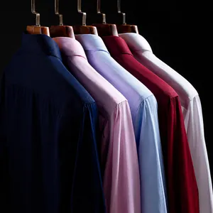 Luxe herenoverhemden met lange mouwen in diverse effen kleuren zakelijk casual