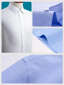 Chemise homme 100% coton sans repassage DP à manches courtes avec détails artisanaux