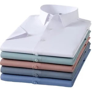 Men's premium mulberry silk short-sleeved business casual shirts in multiple colors
