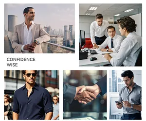 Professional men's stretch business shirts in various colors for formal office wear