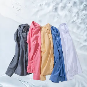 Men's Pure Cotton Long Sleeve Oxford Shirt Breathable Business Casual Non-Iron Solid Color Button Down Top