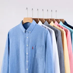 Classic men's long-sleeve cotton Oxford shirt in various colors for casual style