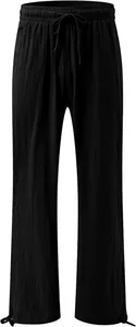 Zwarte wijde broek met hoge taille, getextureerde stof en trekkoord in de taille