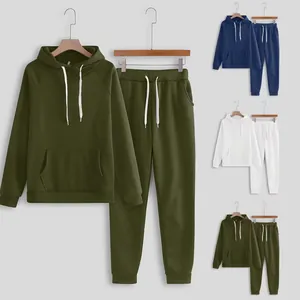 Women's Casual Hooded Sweatshirt And Sweatpants Outfit Solid Color Drawstring Sporty Long Sleeve Top And Bottom